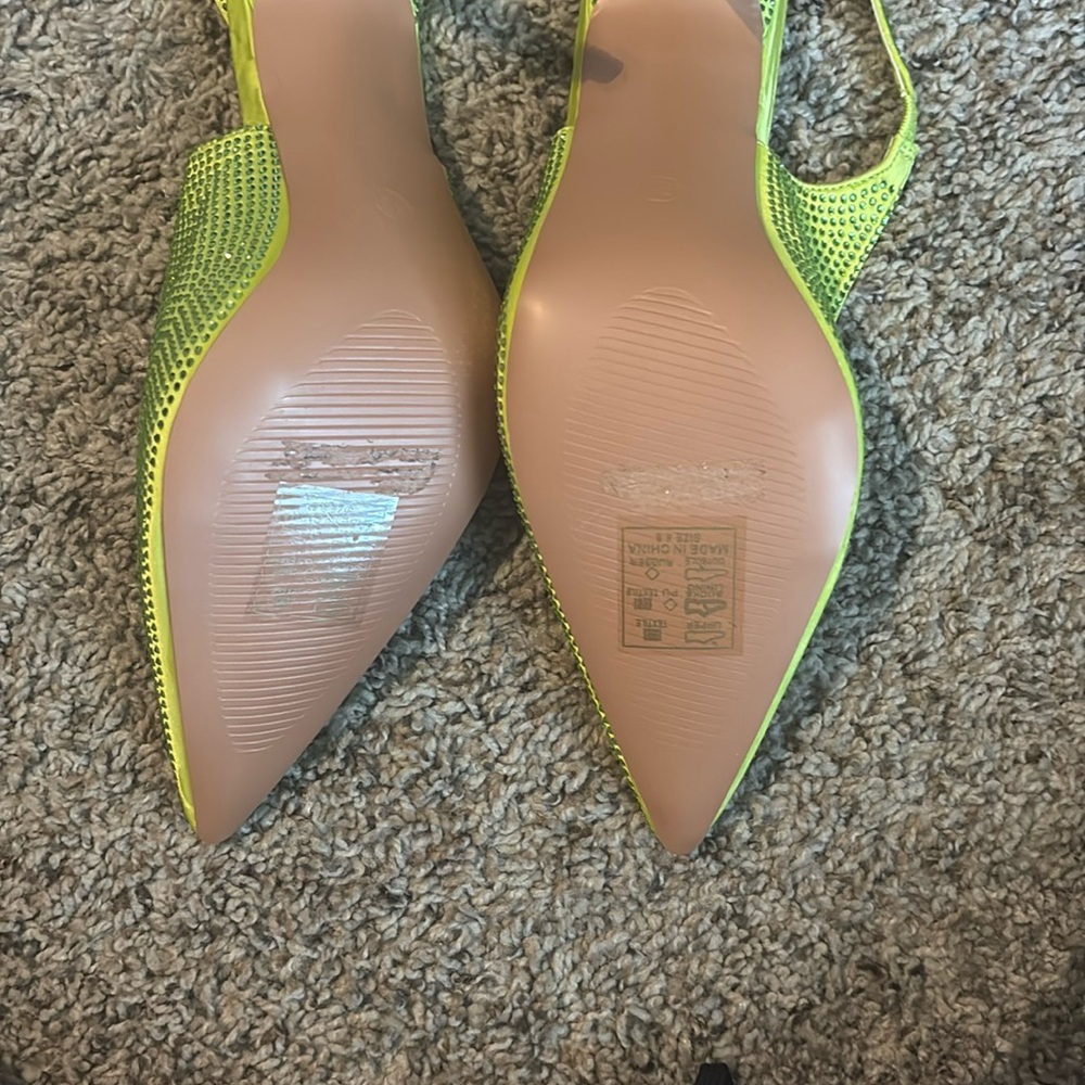 Amina Muaddi Green Crystal Embellished Heels - Picture 4 of 4